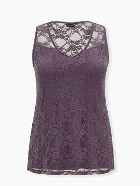 Torrid Sz 2 Floral Lace V-Neck Tank Top